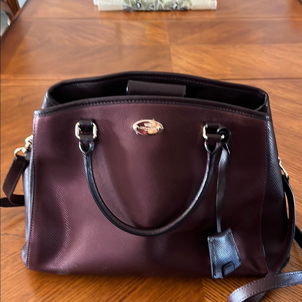 Coach Stylish Burgundy Satchel with Structured Shape